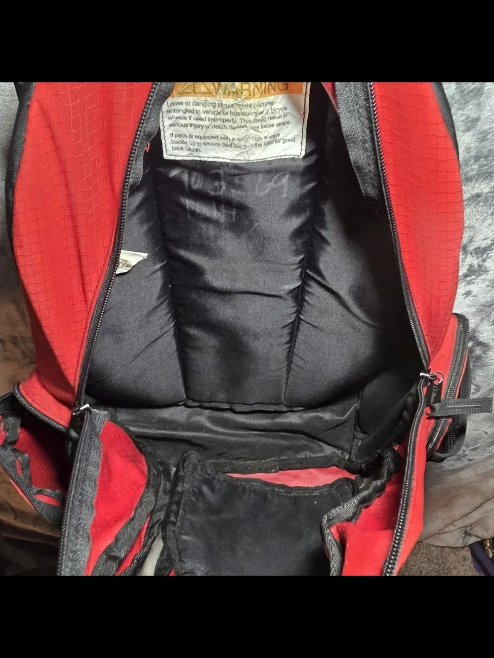 Vintage L.L. Bean Deluxe Red Backpack with White Snake Graphic